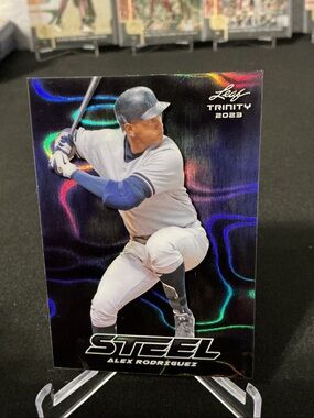 Alex Rodriguez Steel Baseball Card - Leaf Trinity 2023 - Blue/White